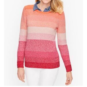 Talbots Women’s 100% Pima cotton knit rainbow ombré sweater size Medium EUC!